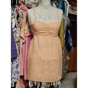 Elegant Peach Spaghetti Strap Dress